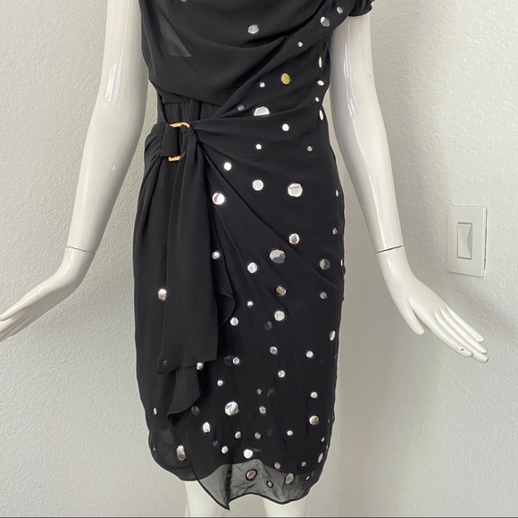 emanuel ungaro black sequin silk drape dress - Picture 2 of 10